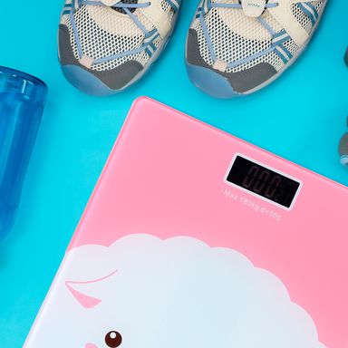 Balanza de cristal templado para peso corporal rosa 26cm (oveja) -  Miniso