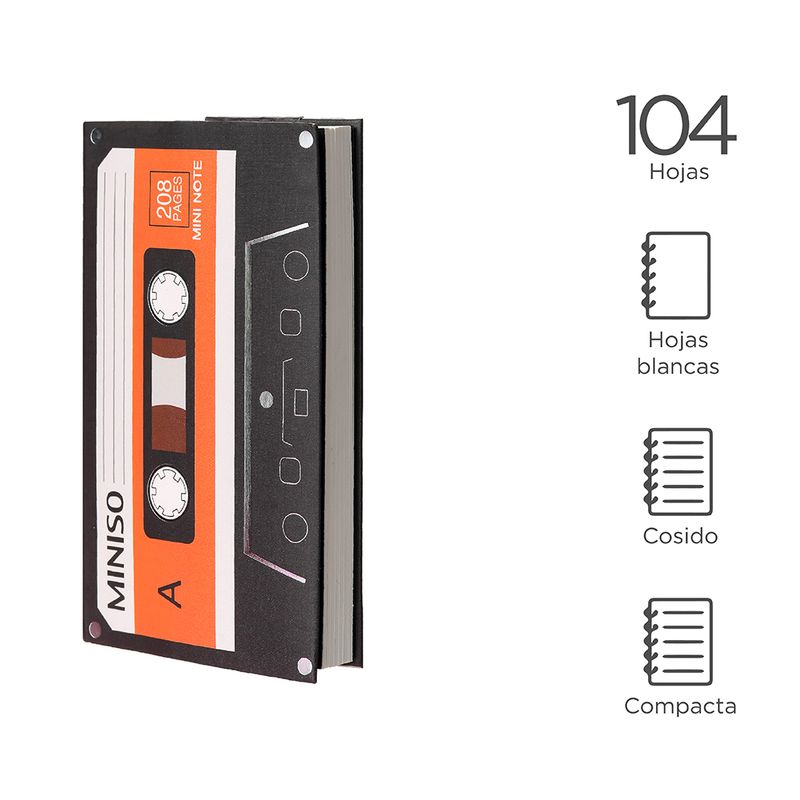Libreta-con-dise-o-de-cassette-104-hojas-negro-b-Miniso-3-6827