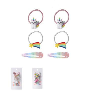 Set infantil de accesorios para cabello unicornios y arcoiris miniso -  Miniso