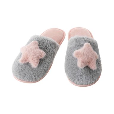 Pantuflas para mujer de peluche talla 35 - 36 1 par miniso gris con estrella rosa -  Miniso