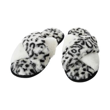 Pantuflas abiertas para mujer bandas cruzadas animal print talla 37 - 38 1 par miniso negro -  Miniso