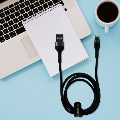 Cable de carga 1m aluminio trenzado con transmisión de datos modcb12b gris y negro - Miniso