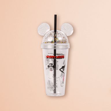 Vaso de plastico botella de mickey mouse con sorbete 420 ml 11.3x11.3x21.5 cm -  Disney