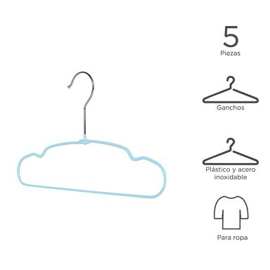 Gancho para ropa antideslizante infantil x 5 pzs celeste -  Miniso