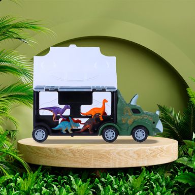 Set para jugar de camiones de animales de triceratops 8 pzas -  Miniso