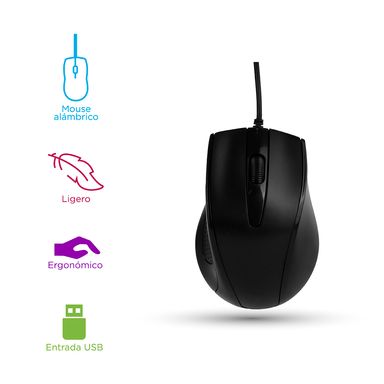Mouse ergonómico con cable modelo cm720u negro miniso - Miniso