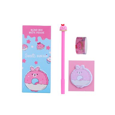 Blindbox de papelería de la serie sweet bunny dona  1 lapicero 1 adhesivo y 1 libro mini family -  Miniso