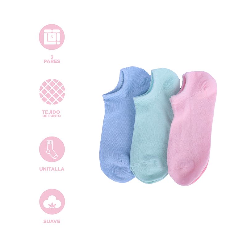 Medias-para-mujer-miniso-3-pares-azul-rosa-y-verde-Miniso-3-10817