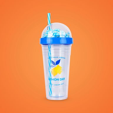 Tomatodo de plastico de la serie de limón con sorbete 420 ml 9.4x9.4x26 cm -  Miniso