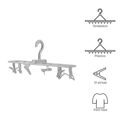 Pinzas ropa plegable con 12 clips 37.5 cm - Miniso