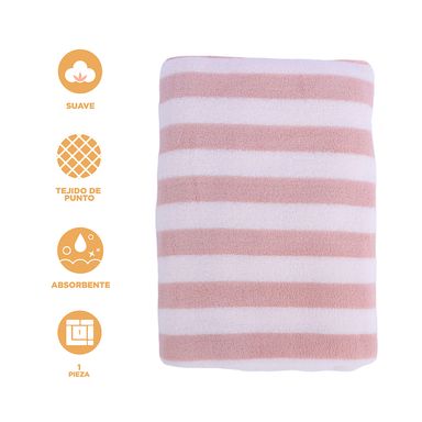 Toalla de baño polar rayada 140x70 cm miniso rosa - Miniso