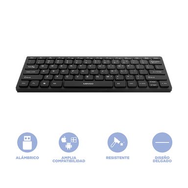 Mini teclado con cable portátil modelo mk82 negro miniso -  Miniso