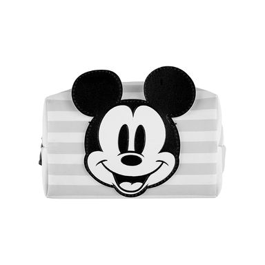 Cosmetiquera de rayas cuadradas mickey mouse gris -  Disney