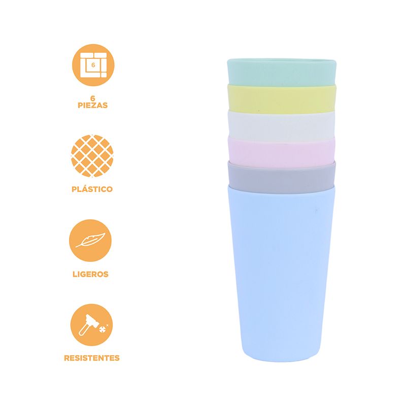 Paquete-de-vasos-ecol-gico-multicolor-6-pzs-blanco-celeste-lila-amarillo-plomo-verde-Miniso-4-2401