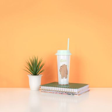 Vaso de plástico con sorbete grizzly 550 ml -  We Bare Bears