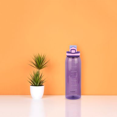 Tomatodo de plástico para deportes con asa 900 ml morado -  Miniso