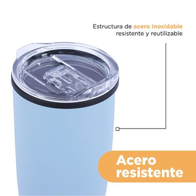 Tomatodo de acero inoxidable de color solido para coche azul 500 ml -  Miniso