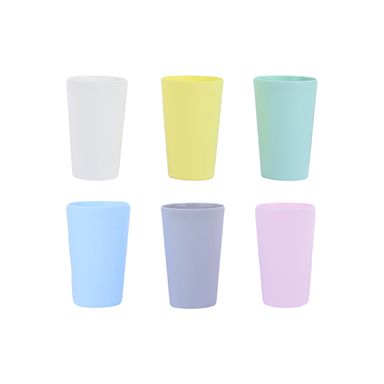 Paquete de vasos ecológico multicolor 6 pzs blanco/celeste/lila/amarillo/plomo/verde -  Miniso