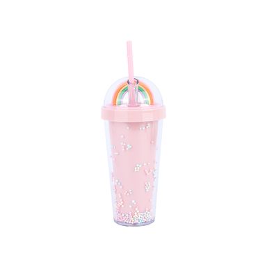 Tomatodo de plástico de doble pared con sorbete de macaron rosa 420 ml -  Miniso