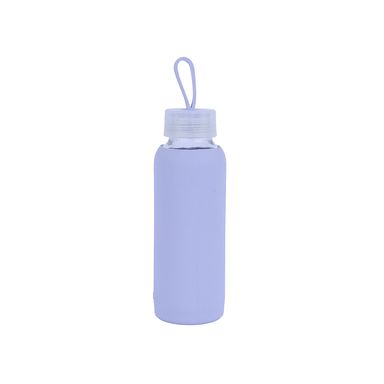 Tomatodo de vidrio con cobertura de silicon morado 300 ml -  Miniso
