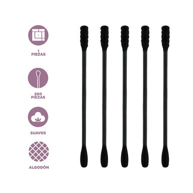 Hisopos de algodón negro 200pzs -  Miniso