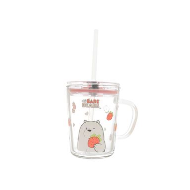 Vaso de vidrio los osos escandalosos colección 5.0 con sorbete 400ml polar 56x46cm -  We Bare Bears