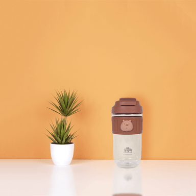 Tomatodo de plástico con sorbete y tapa de pico we bare bears collection pardo 650 ml -  We Bare Bears