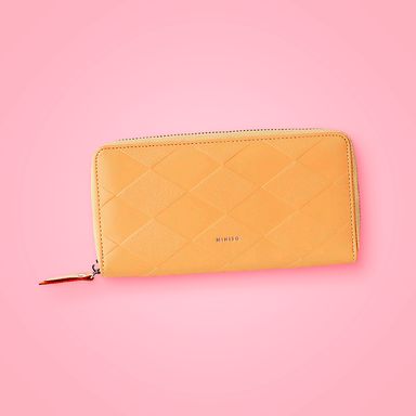Cartera para mujer larga diseño de rombos en relieve miniso amarillo -  Miniso