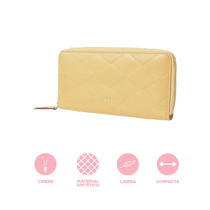 Cartera-para-mujer-larga-dise-o-de-rombos-en-relieve-miniso-amarillo-Miniso-3-13362