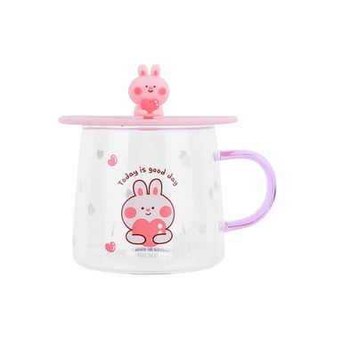 Taza de vidrio de la serie cartoon con tapa personaje conejo 300 ml 56x46cm -  Miniso