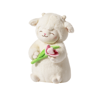 Peluche cordero series warm white con tulipán 14cm x 16cm x 27cm -  Miniso