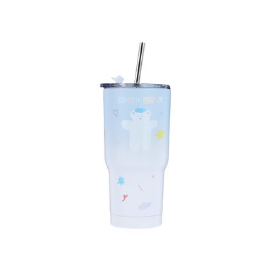 Vaso de acero hoho bear summer sparkling ice series 580 ml azul 55.5x41.5cm -  Miniso