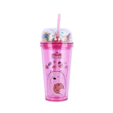 Vaso de plastico we bare bears con sorbete 420 ml polar rosa 10x10x27 cm - We Bare Bears