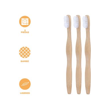 Cepillo de dientes de bambú biodegradable ecológico 3 unidades -  Miniso