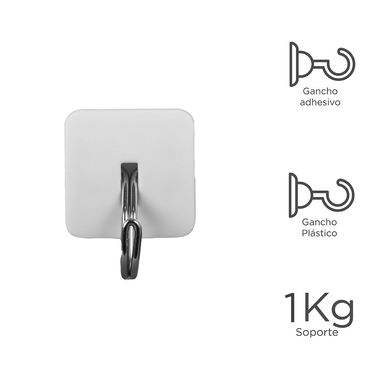 Ganchos adhesivos cuadrados 6 unds - Miniso