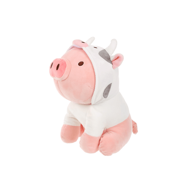 Peluche de cerdito sentado con capucha de vaca -  Miniso