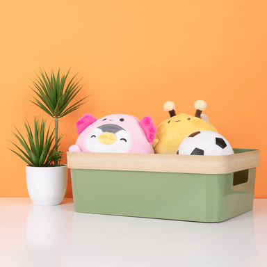 Organizador de plástico con borde de diseño de vetas de madera verde 35x26x12.5cm -  Miniso