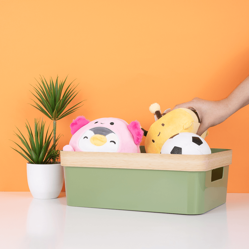 Organizador-de-pl-stico-con-borde-de-dise-o-de-vetas-de-madera-verde-35x26x12-5cm-Miniso-7-13861