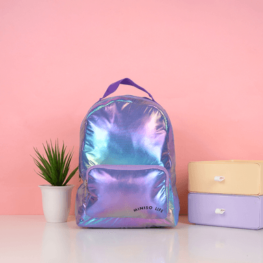 Mochila de moda metalizada miniso morada -  Miniso