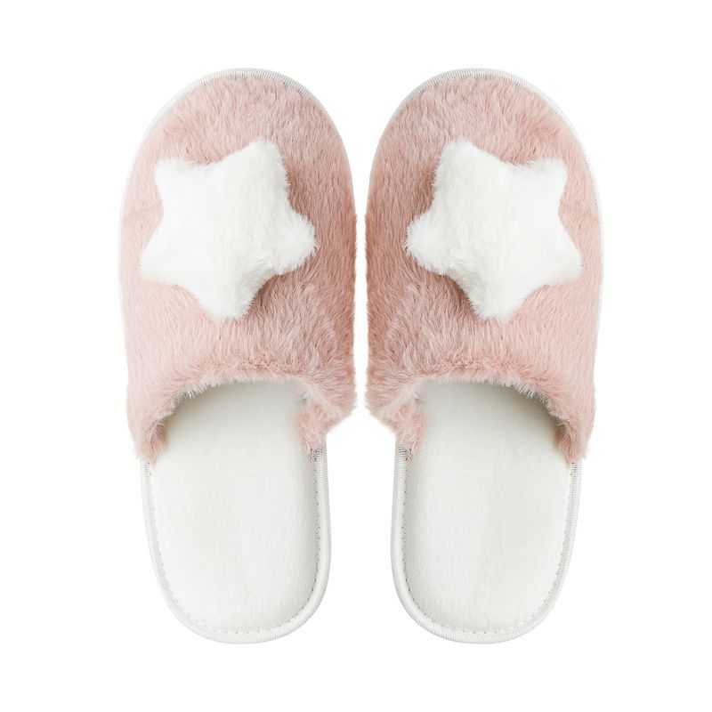 Pantuflas-para-mujer-de-peluche-talla-35-36-1-par-miniso-rosa-con-estrella-blanca-Miniso-3-11081