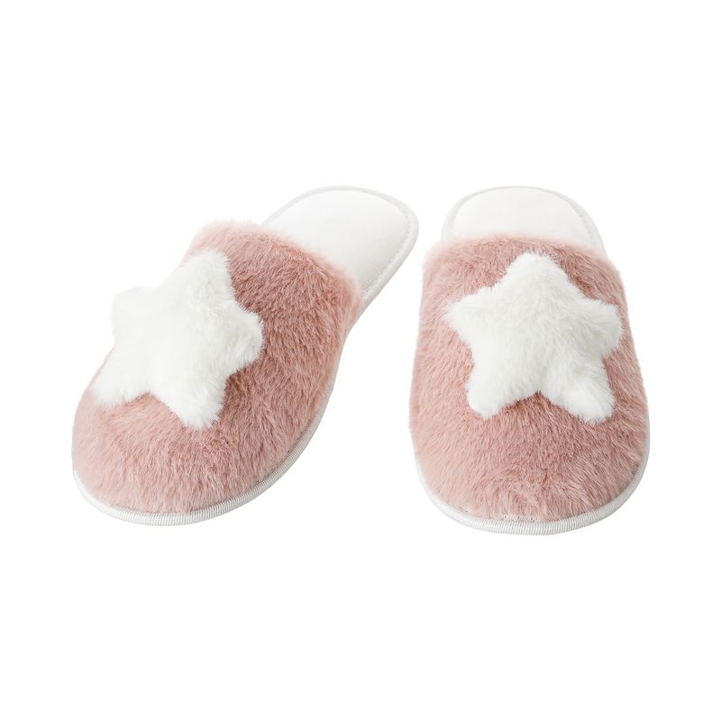 Pantuflas-para-mujer-de-peluche-talla-35-36-1-par-miniso-rosa-con-estrella-blanca-Miniso-1-11081