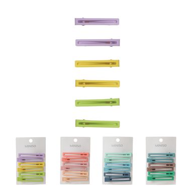 Pinzas para el cabello coloridas rectangulares 6 piezas de 6 cm -  Miniso