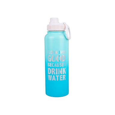 Termo de acero inoxidable con asa y tapon de rosca gradient series azul 1 L - Miniso