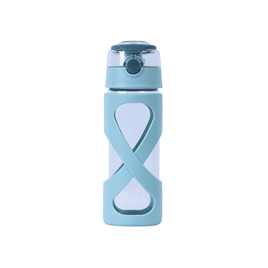 Tomatodo de vidrio diseno de reloj de arena 500 ml aqua 7.3x7.3x22.7cm - Miniso