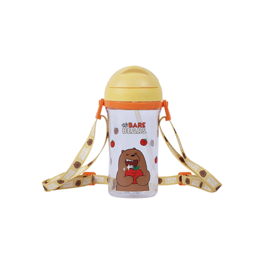 Tomatodo de plastico we bare bears collection 5.0 con sorbete y correa 400 ml pardo amarillo - We Bare Bears