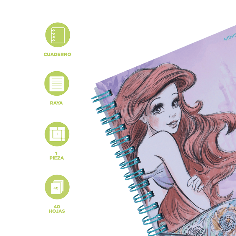 Libretas-y-cuadernos-A6-con-alambre-p-rpura-50-hojas-15-3cm-x-10-8cm-la-sirenita-Disney-4-14050