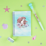 Libretas-y-cuadernos-A6-con-alambre-azul-50-hojas-15-3cm-x-10-8cm-la-sirenita-Disney-2-14053