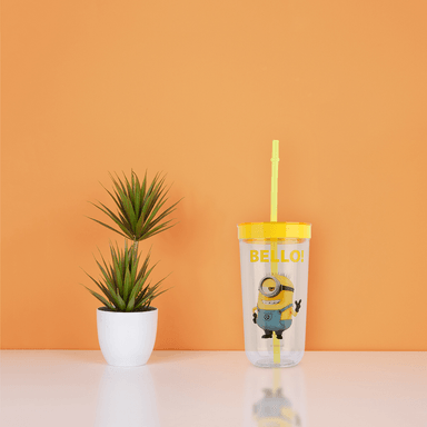 Vaso de plástico minions colección con sorbete 600 ml amarillo -  Minions