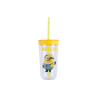 Vaso de plástico minions colección con sorbete 600 ml amarillo -  Minions