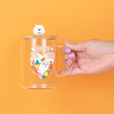 Taza de vidrio los osos escandalosos colección 5.0 con tapa 440 ml polar -  We Bare Bears